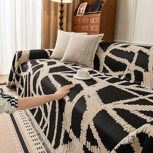 ROOMLIFE Couch Cover 3 Cushion Sofa, Washable Non Slip Furniture Sofa Protector Cover, Soft Chenille Sofa Slipcovers Sectional L Shape Dogs Couch Cover Throw Blanket with Tassels 71''X118'' by ROOMLIFE