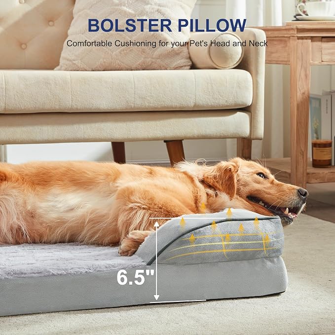 FURTIME Orthopedic Extra Large Dog Bed, Waterproof Dog Beds, 48x35x6.5 Supportive Foam Pet Couch Bed with Removable Washable Cover and Nonskid Bottom - Image 2