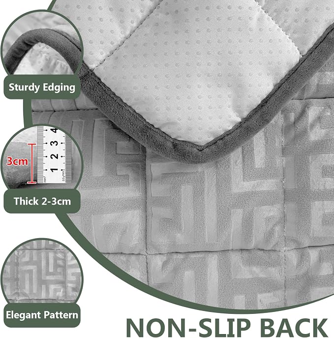 Paw Cart Couch Cover Caravan Quilted Sofa Topper Greek Key Pattern Washable Non Slip Soft Pet Protector for Any Type of Couch (Light Gray,W 63“ x D 35” 1 Piece) - Image 4