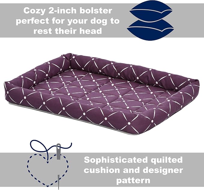 Midwest Homes for Pets 40224-PLD Quiet Time Couture Ashton Bolster Pet Bed, Medium Dog/24, Plum - Image 4