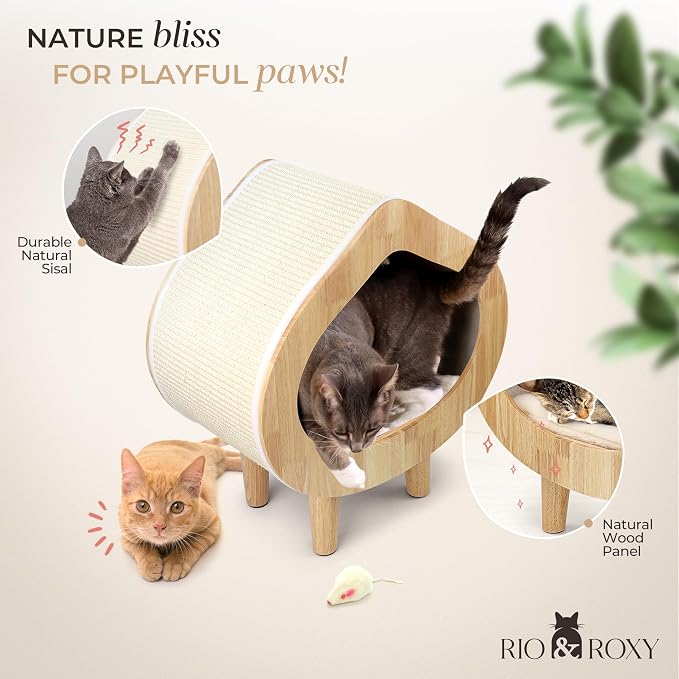 Luxury Cat Cave Bed & Scratching Condo for Indoor Cats - Modern & Cozy Cat Beds & Hideout - Kitty Bed & Furniture - No Assembly Required - Image 6