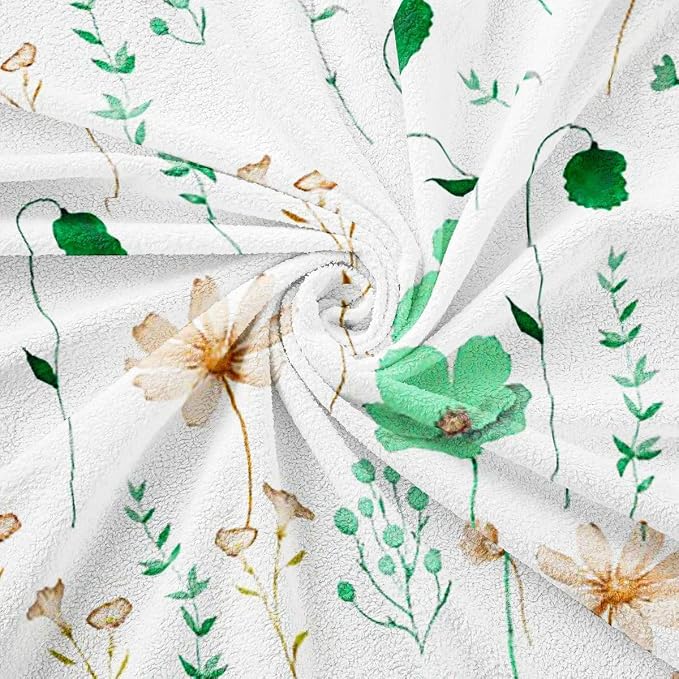Erosebridal Watercolor Floral Couch Cover Emerald Green Beige Flower Sofa Cover 71" X 150" Modern Minimalist White Couch Protector for Sectional Sofasrustic Farmhouse Washable Non Slip Sofa Protector - Image 7