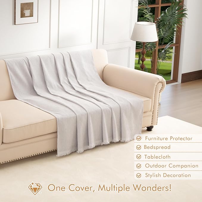Couch Cover for 3-4 Cushion Couch Sofa Pet Friendly, Chenille Sectional L Shaped Sofa Cover Washable for Dogs Cats Kids, Furniture Protector Slipcover Decor for Living Room, 91"x150" - Image 5
