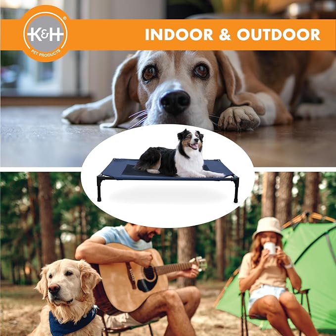K&H Outdoor Elevated Dog Bed - Cooling Raised Dog Bed for Medium & Large Pets, Breathable Mesh Center Hammock Design, Indoor/Outdoor Washable Cover, Portable Metal Frame, Blue, Large 42x30in - Image 6