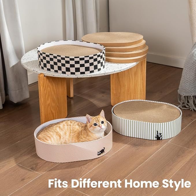 Conlun Cat Scratcher Box with 4 Cat Scratching Board Reversible Scratch Pad, Heavy Duty Corrugated Cardboard Pet Bed Lounger Kitty Scratchers for Indoor, Protects Furniture,Kittens Gifts-Large - Image 9
