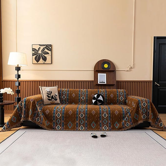 ROOMLIFE Couch Cover 3 Cushion Sofa, Washable Non Slip Furniture Sofa Protector Cover, Soft Chenille Sofa Slipcovers Sectional L Shape Dogs Couch Cover Throw Blanket with Tassels 71''X150'' by ROOMLIFE