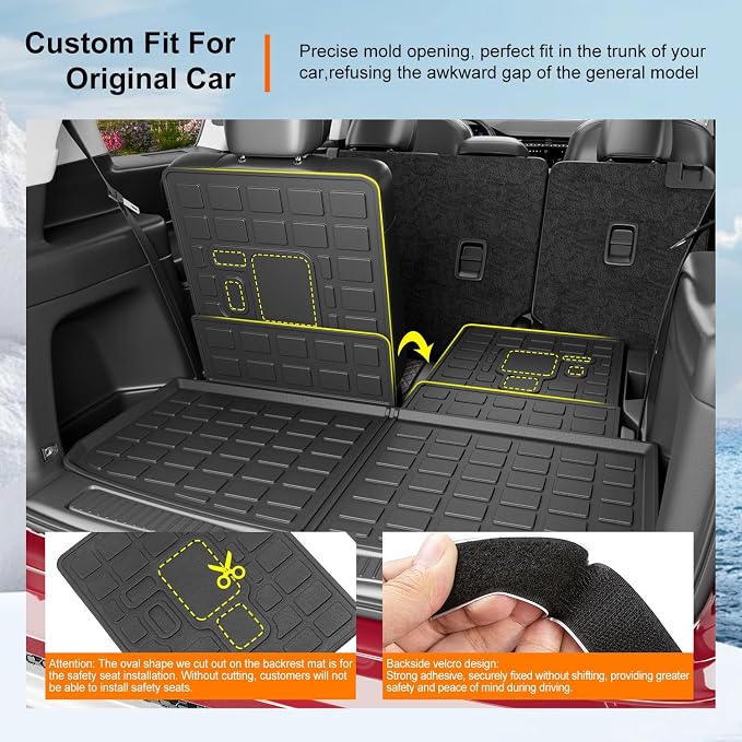 powoq Cargo Mat Compatible with 2021-2026 Jeep Grand Cherokee L Overland Trunk Mat Backrest TPE Cargo Liner Replacement for 2021-2026 Jeep Grand Cherokee L Accessories (Trunk Mat+Backrest Mats) - Image 2