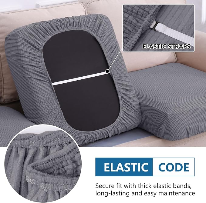 hyha Waterproof Sectional Couch Covers, Non Slip Sofa Cushion Covers | L Shape Sectional Fit, Stretch Jacquard Fabric, Elastic Bottom, Waterproof Protection (1 Piece for Chaise) - Image 4