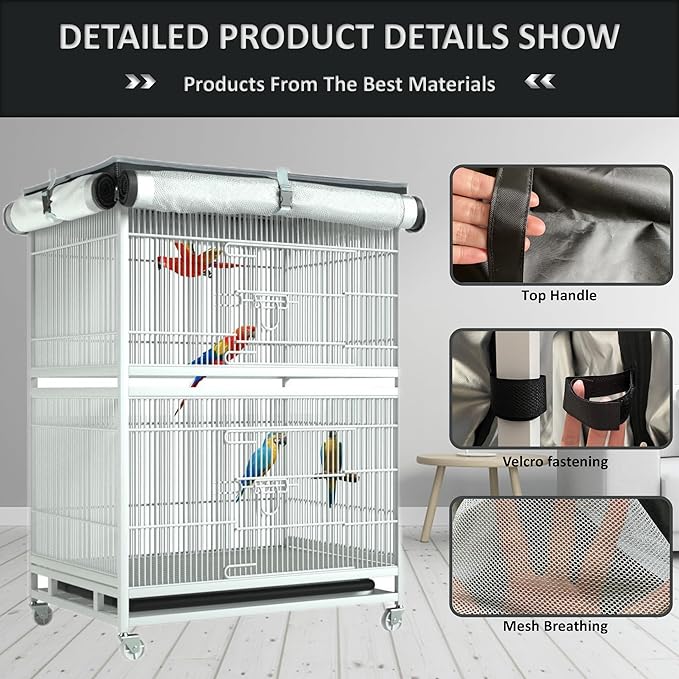 Large Bird Cage Cover - 600D Cage Covers for Night, Good Night Bird Cage Cover for Large Birdcage,Indoors or Outdoors (M) - Image 5
