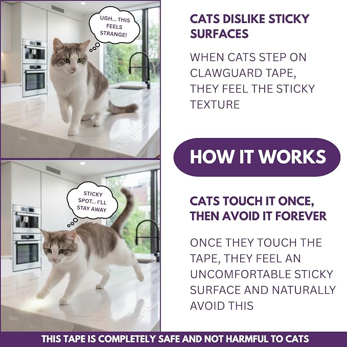 CLAWGUARD Cat Training Tape Sheets – 10 XL (17x11.5 in) Double-Sided Anti Scratch Shields – Cat Scratch Furniture Protector for Sofa, Couch & Surfaces - Image 6