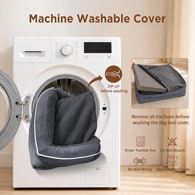 Comfort Expression Orthopedic Dog Bed for Medium Size Dog with Bolster | Waterproof Dog Couch Bed with Washable Cover & Non-Slip Bottom, Supportive Egg Crate Foam Medium Pet Bed, 30x20 Inch - Image 5