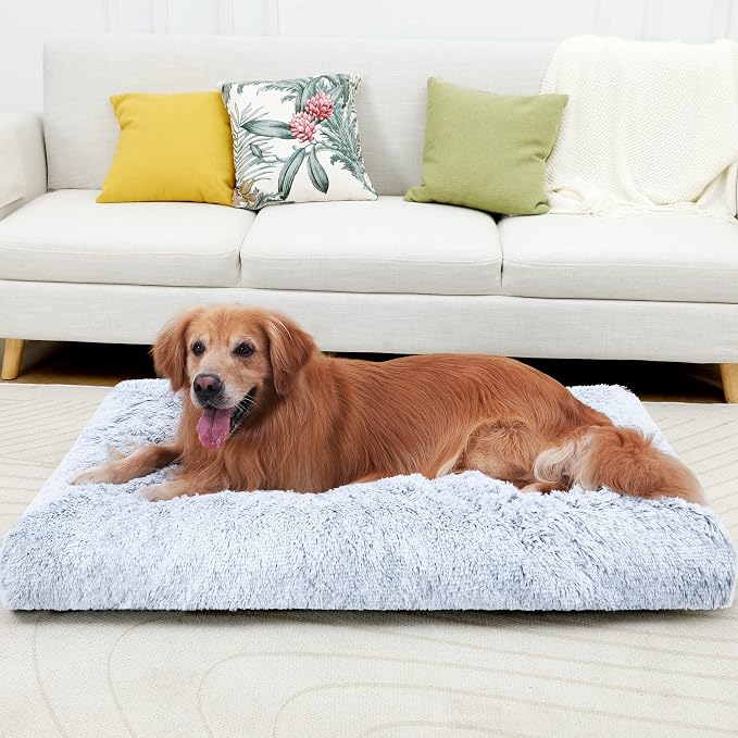 XXXL Dog Bed Washable, Large Waterproof Plush Pet Crate Pad 54", Grey | Ultra Soft Cozy, Removable Cover, Jumbo Dog Mat for Sleeping, Anti-Slip Bottom, Kennel Pad 54*37", Anti Anxiety ,120 lbs - Image 7