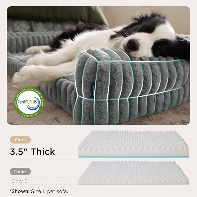 Bedsure ComfyFleece™ Orthopedic Dog Beds for Extra Large Dogs, Waterproof Memory Foam XL Pet Bed with Sides, Non-Slip and Egg-Crate Foam Big Dog Couch Sofa with Washable Corduroy Cover, Grey - Image 3