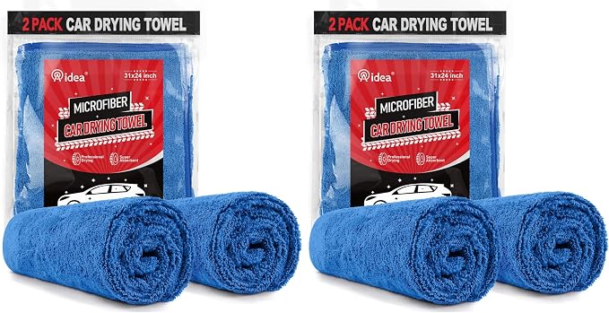 AIDEA Microfiber Towels for Cars-2PK, Large Professional Car Drying Towel, Scratch-Free & Absorbent Drying Towel for Cars, SUVs, RVs, Trucks, and Boats, 24inx 31in, Blue (Pack of 2) by AIDEAHOME