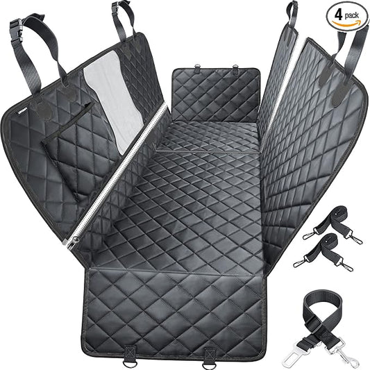 URPOWER 6-in-1 Dog Car Seat Cover for Back Seat, Waterproof Dog Car Hammock with Mesh Window, Non-Slip Pet Backseat Protector for Cars, Trucks and SUVs by URPOWER