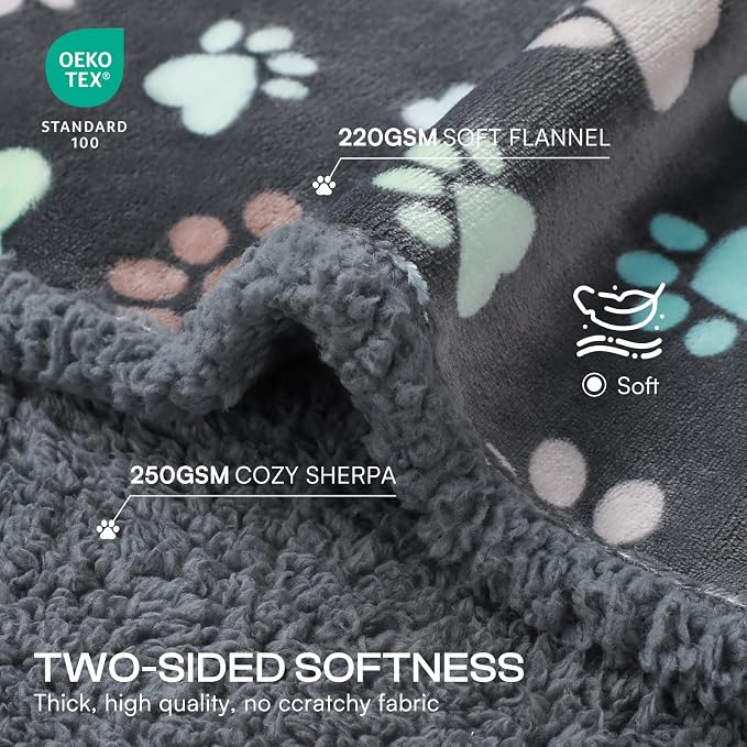 Luciphia Waterproof Pet Blankets for Couch Sofa Bed Cover Liquid Pee Proof Washable Soft Fluffy Large Dog Blanket Reversible Furniture Protection Grey Paw Thicken X-Large（85" x 57"） | Soft Print Pet Blanket Washable Pee Proof, Furniture Protector for C... - Image 2