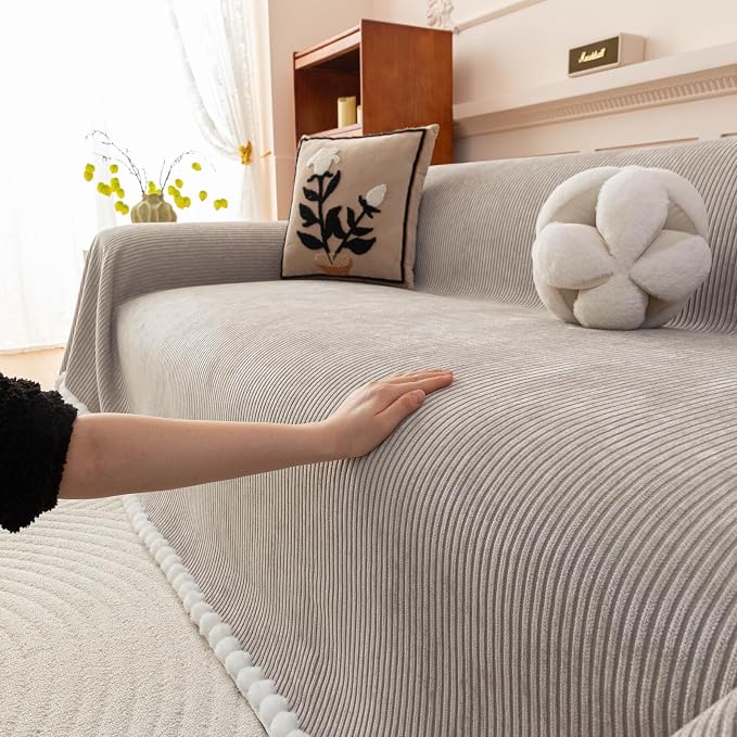 ROOMLIFE Boho Couch Covers for Sofa Washable for 3 Cushion Couch Chenille | Furniture Protector Sofa Couch Cover for Dogs, Soft Breathable Sofa Slipcover, Couch Throw Blankets with Tassels 71''X134'' - Image 8