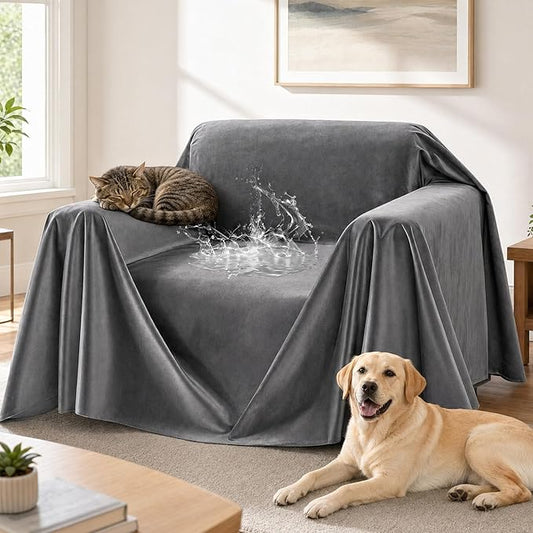 Loiion Cat Scratch Couch Cover Waterproof Sofa Cover 102"x71" | Pet-Friendly Couch Protector, Anti-Scratch & Non Slip Sofa Cover For Cats Dogs Kids, Machine Washable by Loiion