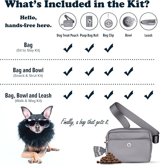 Puppington 3-in-1 Crossbody & Dog Treat Pouch for Pet Training - Matching Compostable Poop Bags, Built-In Poop Bag Dispenser & Slow-Feeding Travel Dog Bowl - Dog Walking Bag (Charcoal Gray) - Image 9