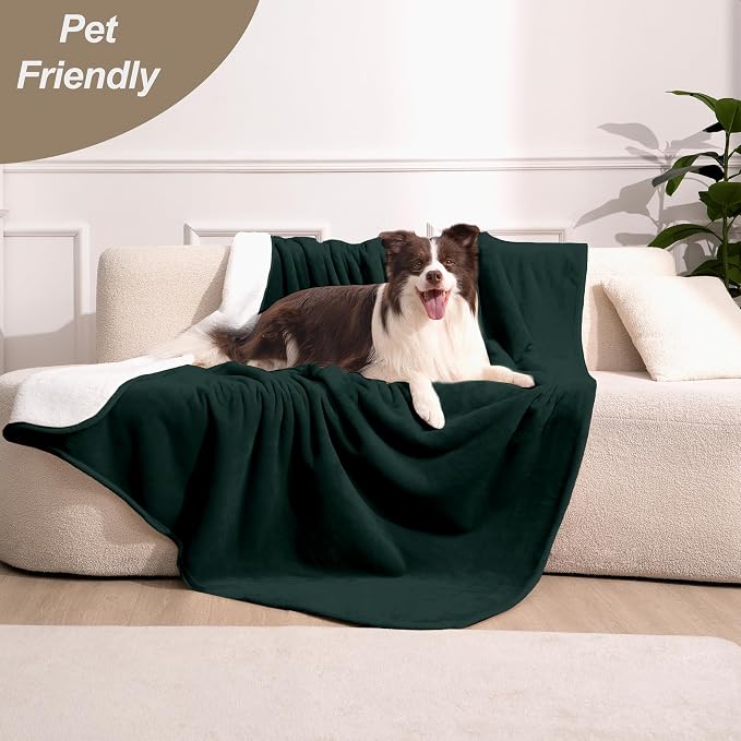 gogobunny Waterproof Bed Blanket, Reversible Sherpa Fleece Throw Blanket for Dog Puppy Cat, Furniture Cover Protects Bed Couch Sofa from Liquid Pee and Pet Fur (Forest Green, 30x30 inches) - Image 5