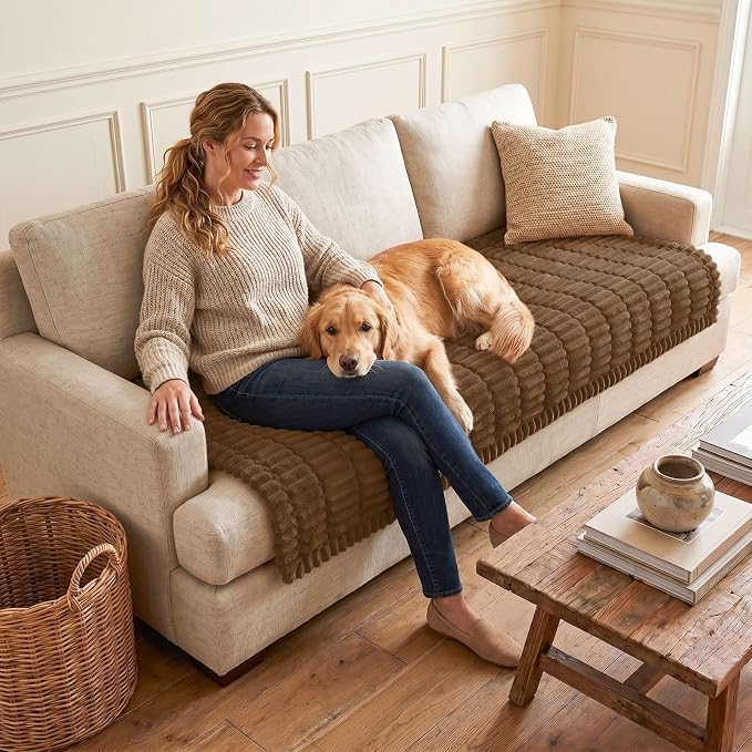 hyha Couch Cover for Dogs, Washable Non Slip Plush Flannel Sofa Protector | Thick Flannel, Silicone Anti-Slip Backing, Pet Hair & Scratch Protection, Fits Sofa & Loveseat (43" x 82.7") - Image 2