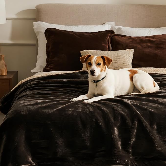 gogobunny Waterproof Bed Blanket, Reversible Sherpa Fleece Throw Blanket for Dog Puppy Cat, Furniture Cover Protects Bed Couch Sofa from Liquid Pee and Pet Fur (Dark Brown, 50x60 inches) - Image 5