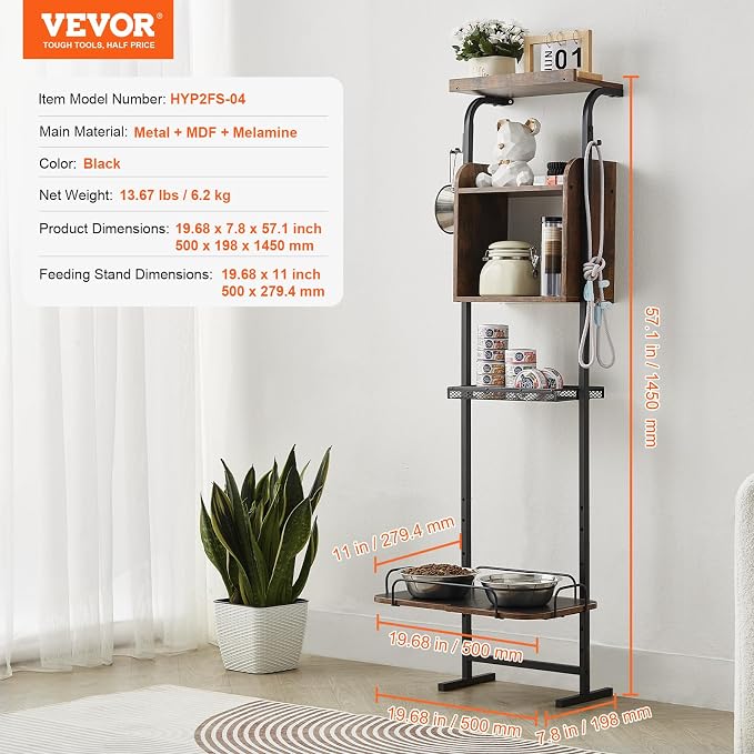 VEVOR Elevated Dog Bowls with 7 Adjustable Height, Dog Feeding Station with Storage, Raised Dog Bowl Stand, Lifted Dog Bowl Holder Cabinet Shelf with Pet Food Toy Organizer for Large Medium Small Dogs - Image 7