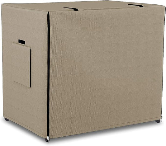 Dog Crate Cover 12 Oz Waterproof - Heavy Duty Privacy Dog Crate Cover with Mesh Pocket & Roll Up Window - Universal Fit Dog Kennel Cover (25" H x 37" W x 24" D, Beige) by CoversAll