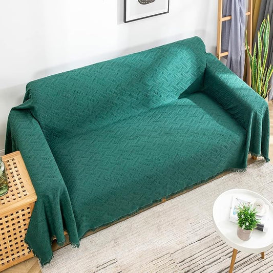 AIVIA Loveseat Cover Sheet Blanket, Cotton Woven Anti Slip Throw Cushion Covers for 2 Seater Couches with Armrest, Living Room Love-Seat Furniture Decor Slipcovers Protector for Dogs Cats by AIVIAChairCouchSofaCoverThrowBlanket