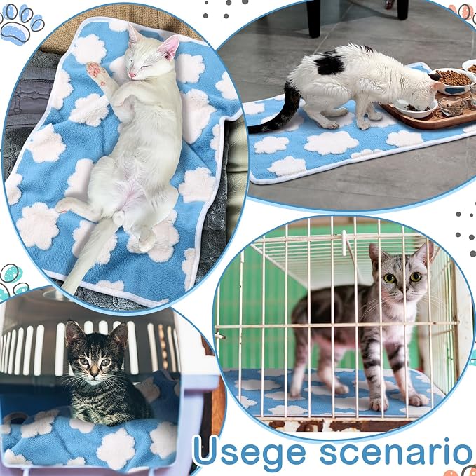 Reginary 4 Pcs Waterproof Guinea Pig Blankets Washable Small Animal Fleece Bedding Guinea Pig Cage Liners Reusable Training Pads Pet Pee Pad Sleep Mat for Hamster (White Clouds,12 x 12 Inch) - Image 5