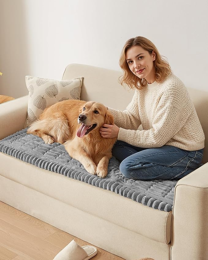 Couch Cover for Dogs Cats, Non Slip Washable Pet Sofa Protector, Plush | Polyester plush, non-slip silicone, machine washable, sofa sectional loveseat recliner, fur scratches muddy paws protection - Image 7