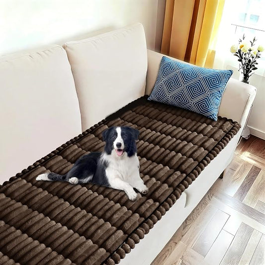 U-NICE HOME Oversized Fuzzy Couch Cover, Chocolate, 27.6''x80'' | Non-Slip, Washable, Couch cover for dog, Pet friendly, Furniture Protector by U-NICEHOME