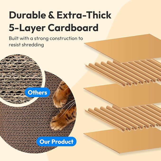 Cloud Lounge Cat Scratching Pad, Reversible Scratch Board with Natural Curves for Freestyle Scratching & Ergonomic Support, Extra Wide Cat Bed for Large Cats, Premium Cardboard & Cozy Fabric - Image 4