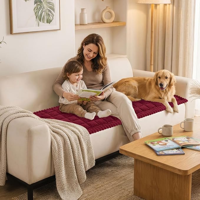 Smiry Couch Cover for Dogs, Non Slip Fuzzy Pet Sofa Covers Washable | Sofa Slipcovers for 3 Cushion Couch, Soft Thick Furniture Protector for Cats Dogs, Against Fur, Dirt, Scratch (27.6"x88") - Image 7