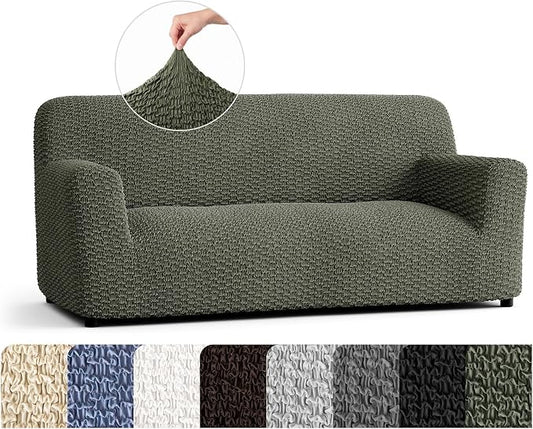 PAULTO BY GA.I.CO. Stretch Sofa Slipcovers – Soft Elastic Fabric Couch Cover for Armchair Loveseat 3-Seater & 4-Seater Sofa Cover – Non-Slip Furniture Protector Washable - Moss Green (64"-85" Wide) by PAULATOBYGAICO