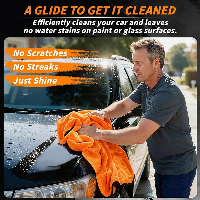 6 Pack Microfiber Towels for Cars, 36" x 25" Dual-Sided Car Drying Towel | 450 GSM Highly Absorbent, Lint-Free Microfiber Cleaning Cloths for Scratch-Free Drying, Detailing, Buffing, Polishing Cars - Image 5