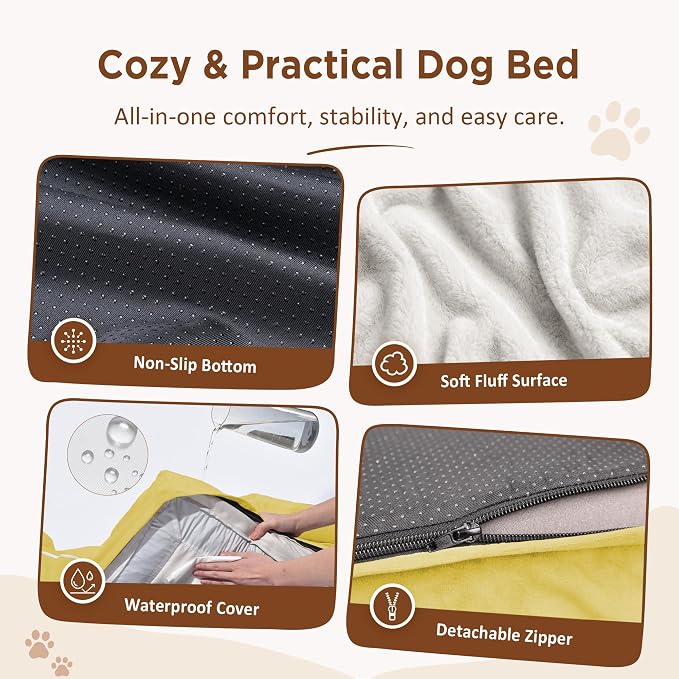 Comfort Expression Orthopedic Dog Beds for Large Sized Dog with Bolster | Waterproof Dog Couch Bed with Washable Cover & Non-Slip Bottom, Supportive Egg Crate Foam Large Pet Bed, 36x27 Inch - Image 4