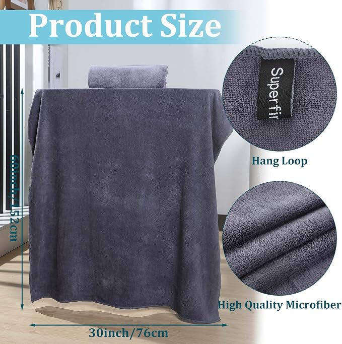 Tegeme 6 Pcs Microfiber Bath Towel Set 30 x 60 Bath Towel, Quick Drying, Oversized, Soft, Absorbent Sweat, Large Fitness Towels for Beach Bathroom, Sports, Yoga, Pool, Gym, Men & Women (Multicolor) - Image 3