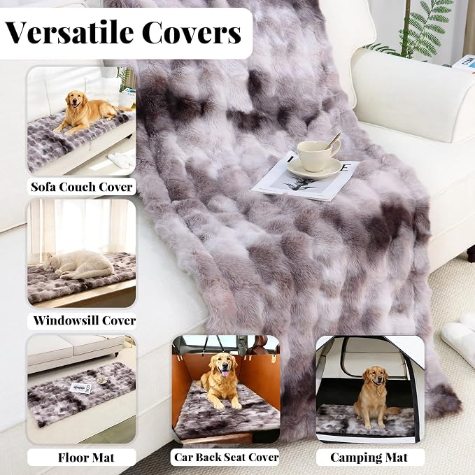 Dog Cover for Couch, Soft Fuzzy Sectional Sofa Cover L Shape, Non Slip Washable Pet Couch Covers for Sectional Sofa, Pet Friendly Sofa Slipcover Couch Furniture Protector Mat for Cat Dog, 27.6"x70.9" - Image 5