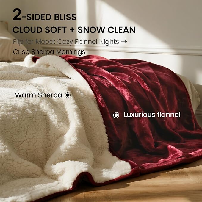 gogobunny Waterproof Bed Blanket, Reversible Sherpa Fleece Throw Blanket for Dog Puppy Cat, Furniture Cover Protects Bed Couch Sofa from Liquid Pee and Pet Fur (Romantic Red, 90x90 inches) - Image 4