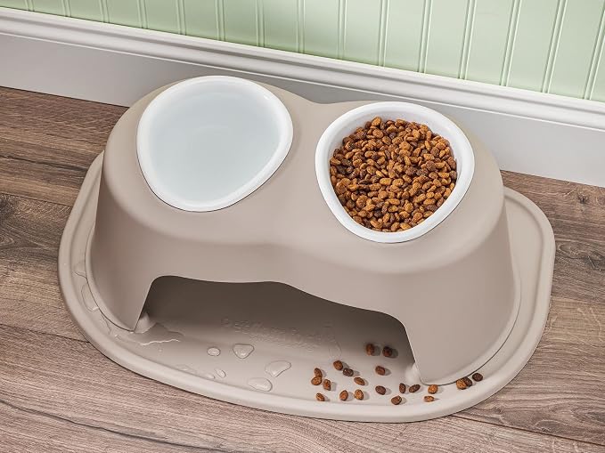 WeatherTech Double High Pet Feeding System w/Plastic Dog/Cat Bowls - 6" High Stand Tan (PDHC3206TNTN) - Image 2