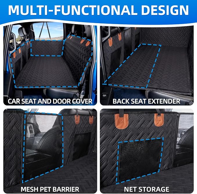 MAXFUT Truck Dog Seat Cover Back Seat,Back Seat Extender for Truck,Dog Hammock,Hard Bottom Car Seat Cover,Pet Seat Cover for F150/RAM1500/Silverado - Image 5