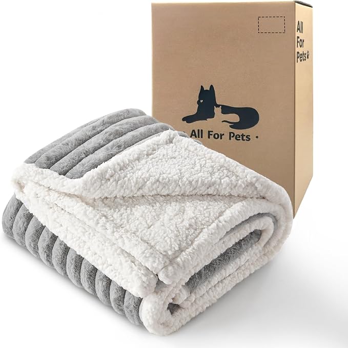Waterproof Dog Blanket for Medium Dogs, Soft Corduroy Fleece Pet Blanket Washable, Dual-Sided Puppy Cat Blankets for Furniture Protection, Cozy Calming Couch Blanket for Doggy, 30"x40", Grey by WARMREST