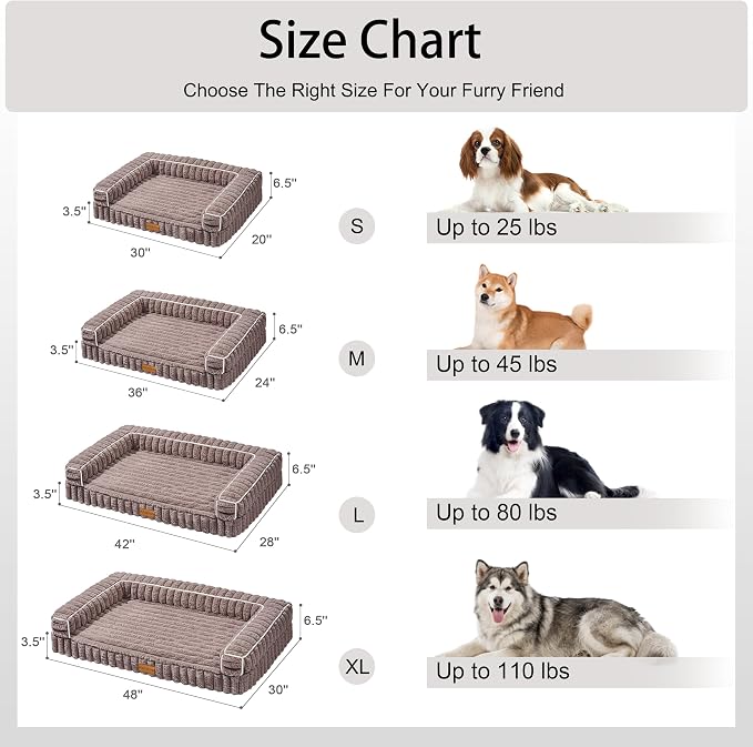 Orthopedic Calming Medium Dog Bed Pet Sofa Bed 30''X20'' Taupe | 3-Sided Pet Couch Medium Size Dog, Soft Egg-Crate Foam Dog Mat, Waterproof Removable Washable Cover, Nonskid Bottom Cat Bed - Image 6