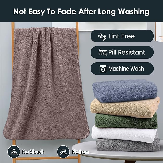 JML Microfiber Bath Towels, 2 Pack, 30 in x 60 in, Chocolate | Hanging Loop, Super Soft, Absorbent, Lint Free, Fade Resistant, Lightweight, Quick Dry, Use for SPA , Sauna, Salon Hair Wrap - Image 7