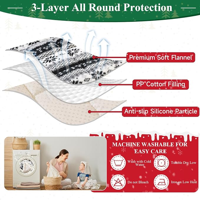 VClife Fuzzy Anti-Slip Dog Couch Cover for Christmas, Black, 27.6 x 70.9 | Soft Thick Couch Covers for 3 Cushion Couch Sofa Pet Friendly, Scratch Resistant Sofa Cover Washable Dog Furniture Protector - Image 3
