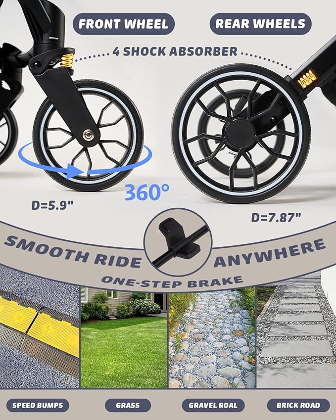 HITTITE Pet Stroller with Weatherproof Cover, All-Terrain 4-Wheel Cat & Dog Stroller with Adjustable Canopy, Foldable Dog Strollers with Storage Basket for Small to Medium Dogs Up to 55 lbs.