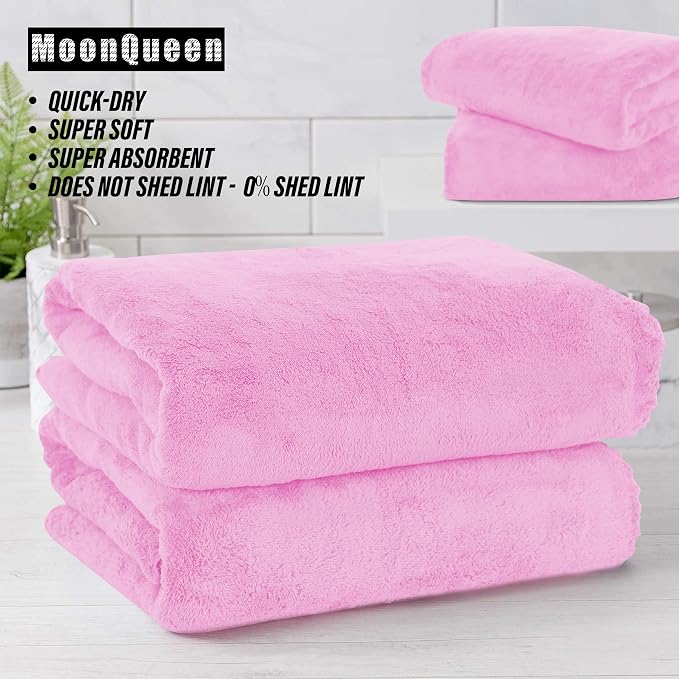 MOONQUEEN 2 Pack Premium Bath Towel Set - Quick Drying - Microfiber Coral Velvet Highly Absorbent Towels - Multipurpose Use as Bath Fitness, Bathroom, Shower, Sports, Yoga Towel (Frozen Berry) - Image 6