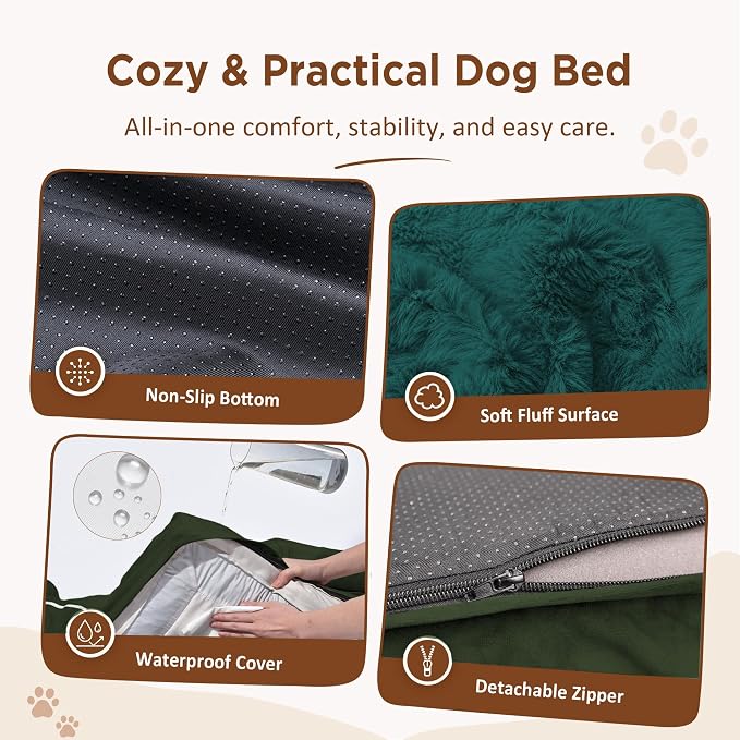 Comfort Expression Orthopedic Dog Bed for Extra Large Dogs with Bolster | Waterproof Dog Couch Bed with Washable Cover & Non-Slip Bottom, Supportive Egg Crate Foam XL Pet Bed, 42x30 Inch - Image 4