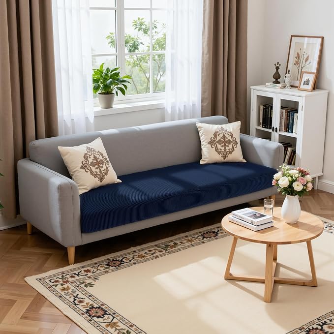 Hokway Stretch Couch Cushion Covers, Stretch Sofa Cushion Covers, Washable Replacement Sofa Seater Slipcovers, Reversible Furniture Protector for Dogs(Light Gray, X-Large) by Hokway